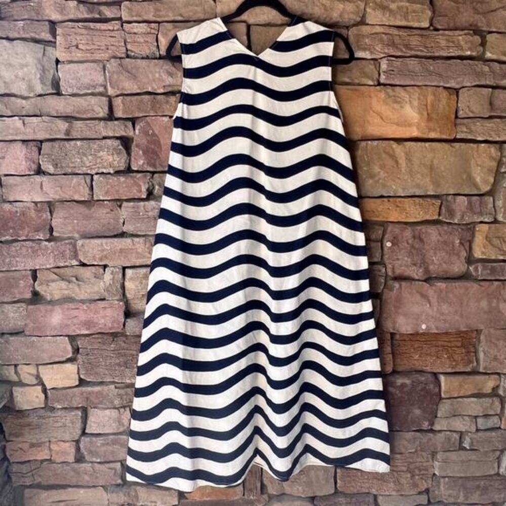 UNIQLO x Marimekko Striped‎ V-neck Sleeveless Flared Oversized Midi Dress S - Picture 3 of 11